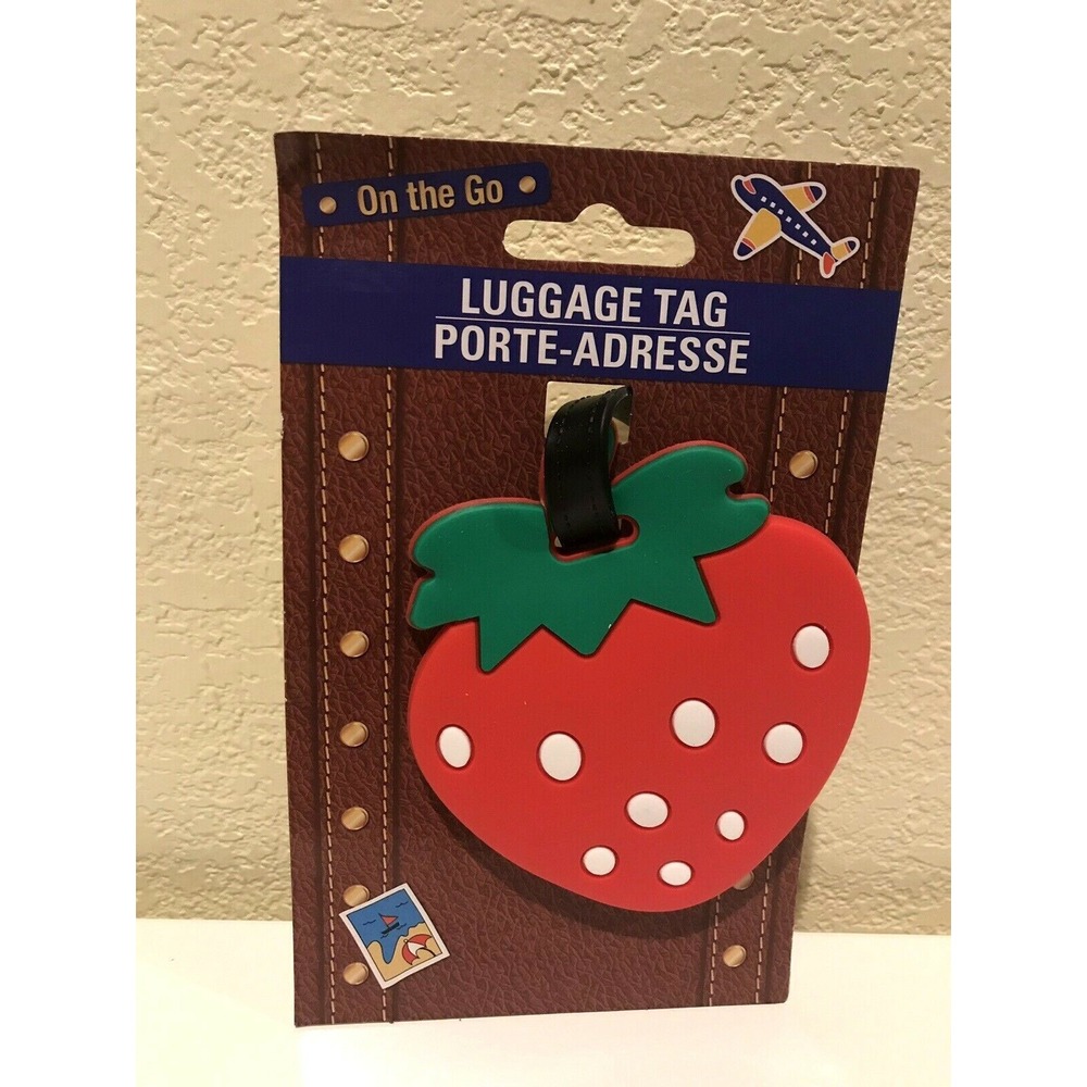 On The Go Strawberry Luggage Backpack Tag 4" New